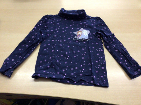  Langarmshirt 122 Dunkelblau mit lila Mustern