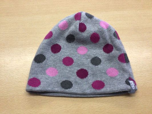 Mütze Grau mit pink, schwarzen und dunkelroten Punkten