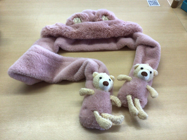 Mütze mit Schal Rosa