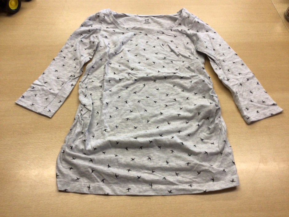 Umstands-Shirt XS Grau mit schwarzen Flügelmustern