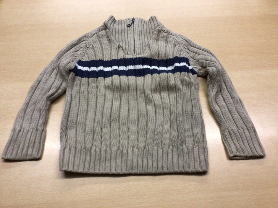 Pullover 110 Beige mit schwarzen und weißen Streifen