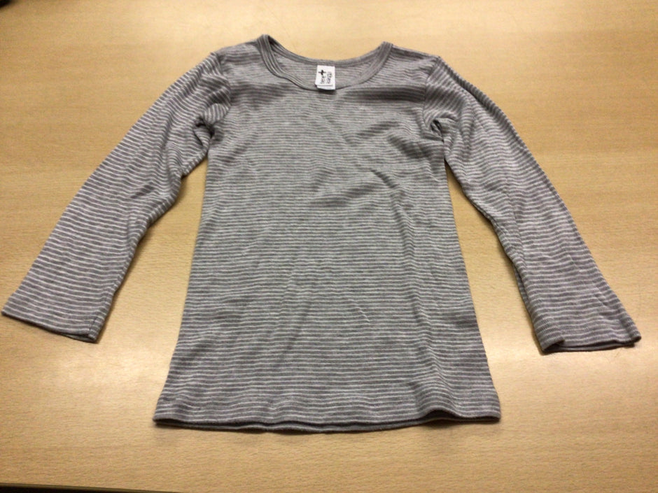 Thermoshirt 122/128 Grau mit weißen Streifen