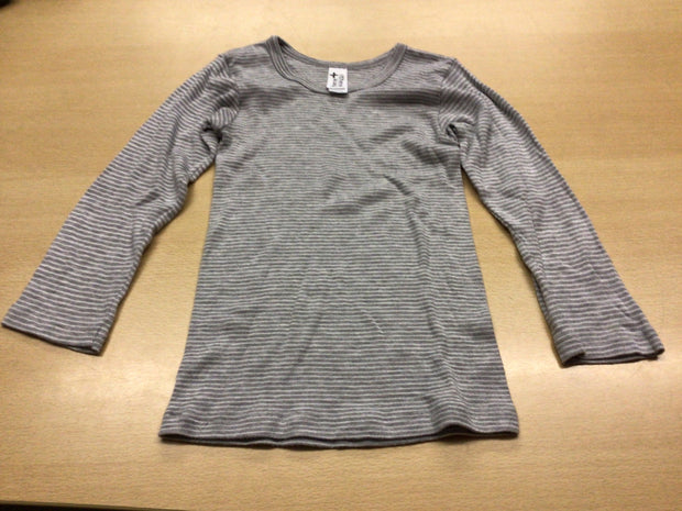 Thermoshirt 122/128 Grau mit weißen Streifen