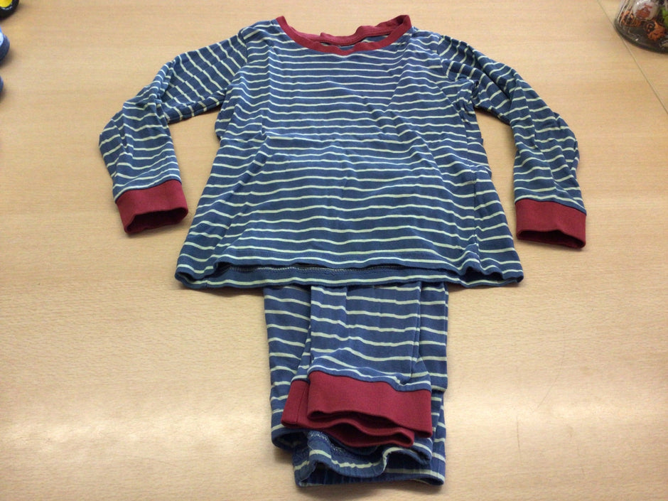 Pyjama 116 Blau mit weißen Streifen