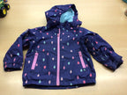  Regenjacke 86/92 Dunkelblau mit Pastellfarbenen Tropfenmuster