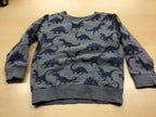 Sweatshirt 104/110 Grau mit dunkelblauen Dinosauriern