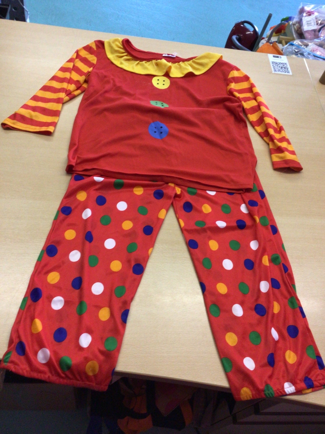  Clown-Kostüm 110/116 Rot, Gelb, Blau, Grün, Weiß