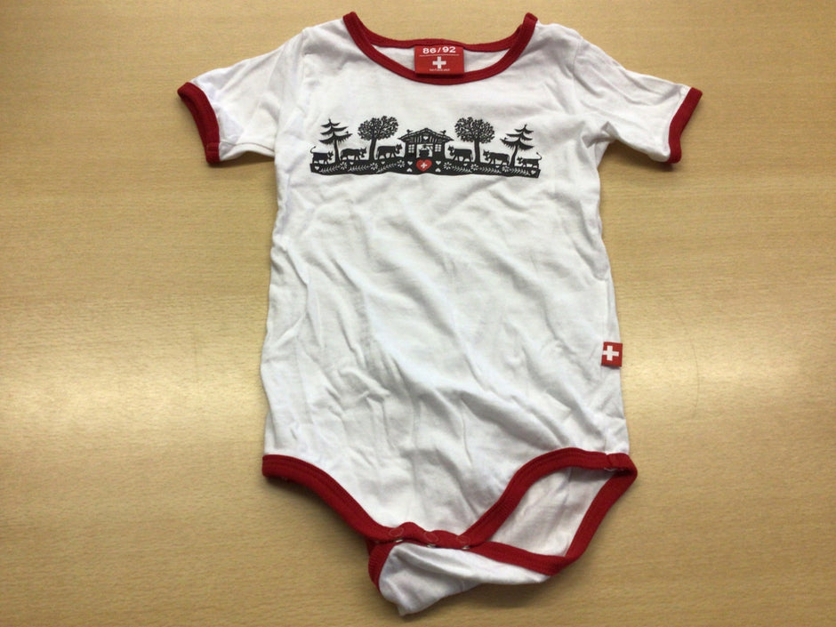  Body 86/92 Weiß und Rot