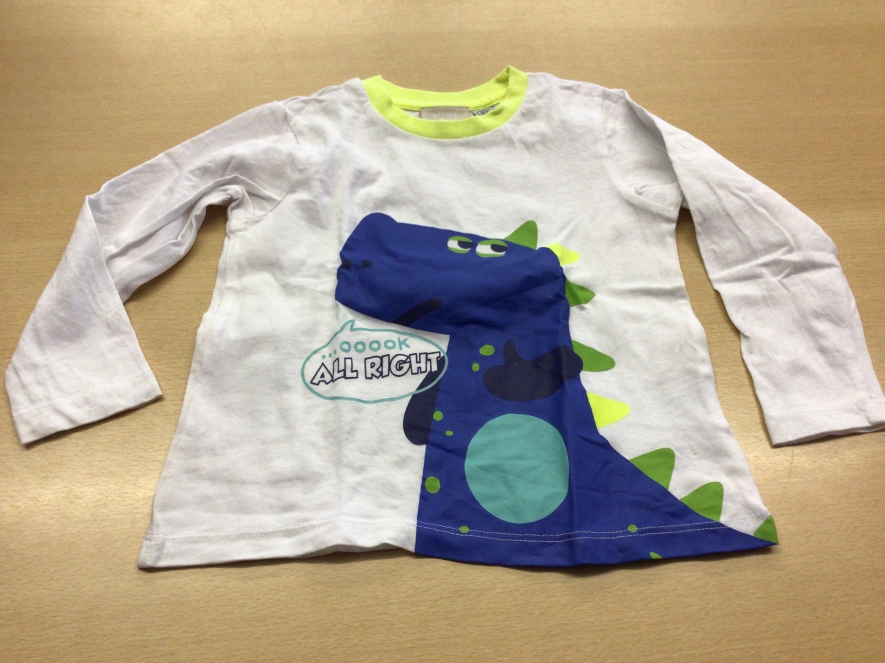 Langarmshirt 92 Weiß und Blau mit Grün