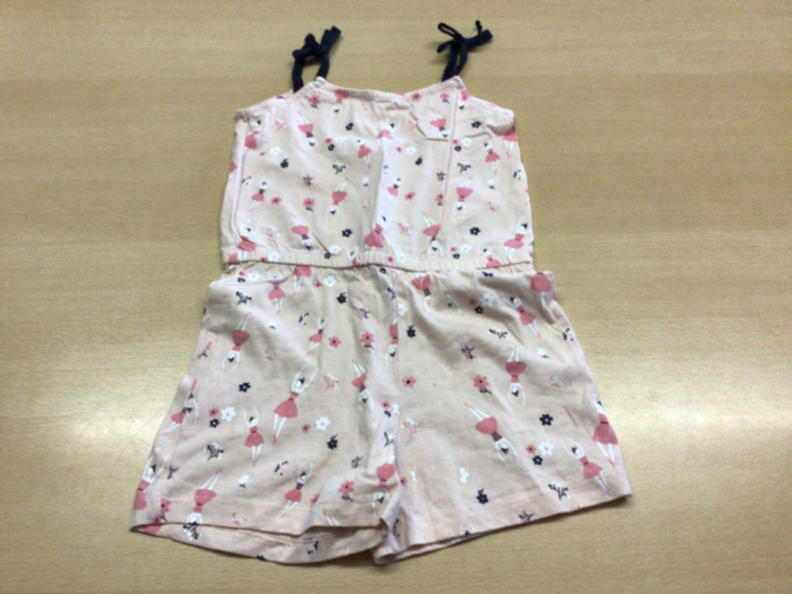 Jumpsuit 98/104 Beige mit Pink und Schwarz