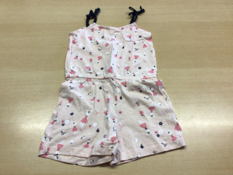 Jumpsuit 98/104 Beige mit Pink und Schwarz