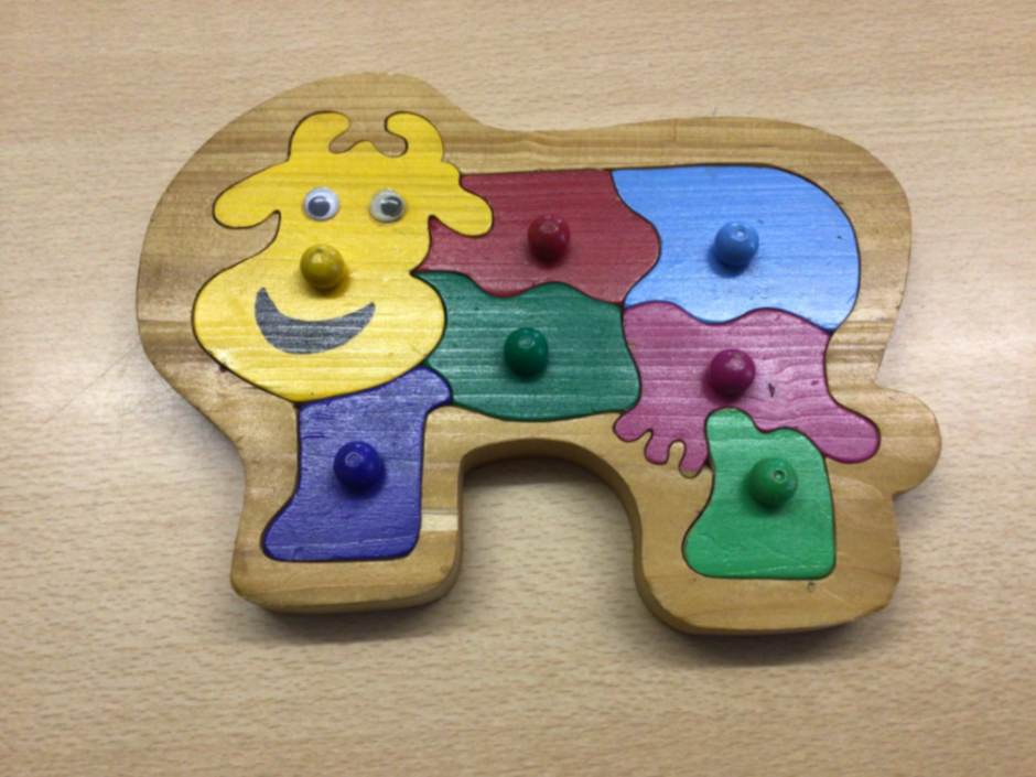 Puzzle Verschiedene Farben (Gelb, Rot, Grün, Blau, Pink)