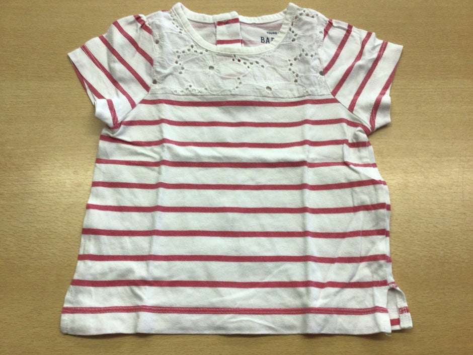 BABY Girl T-Shirt 86 Weiß mit Rot gestreift