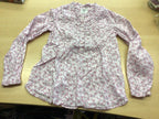 Bluse 134 Weiß mit pinkem Blumenmuster