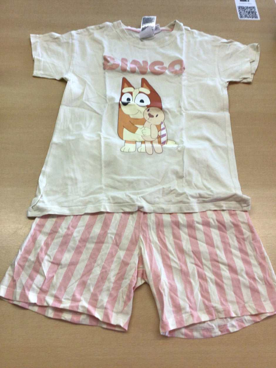 kurzes Pyjama 134/140 Hellgelb, Rosa