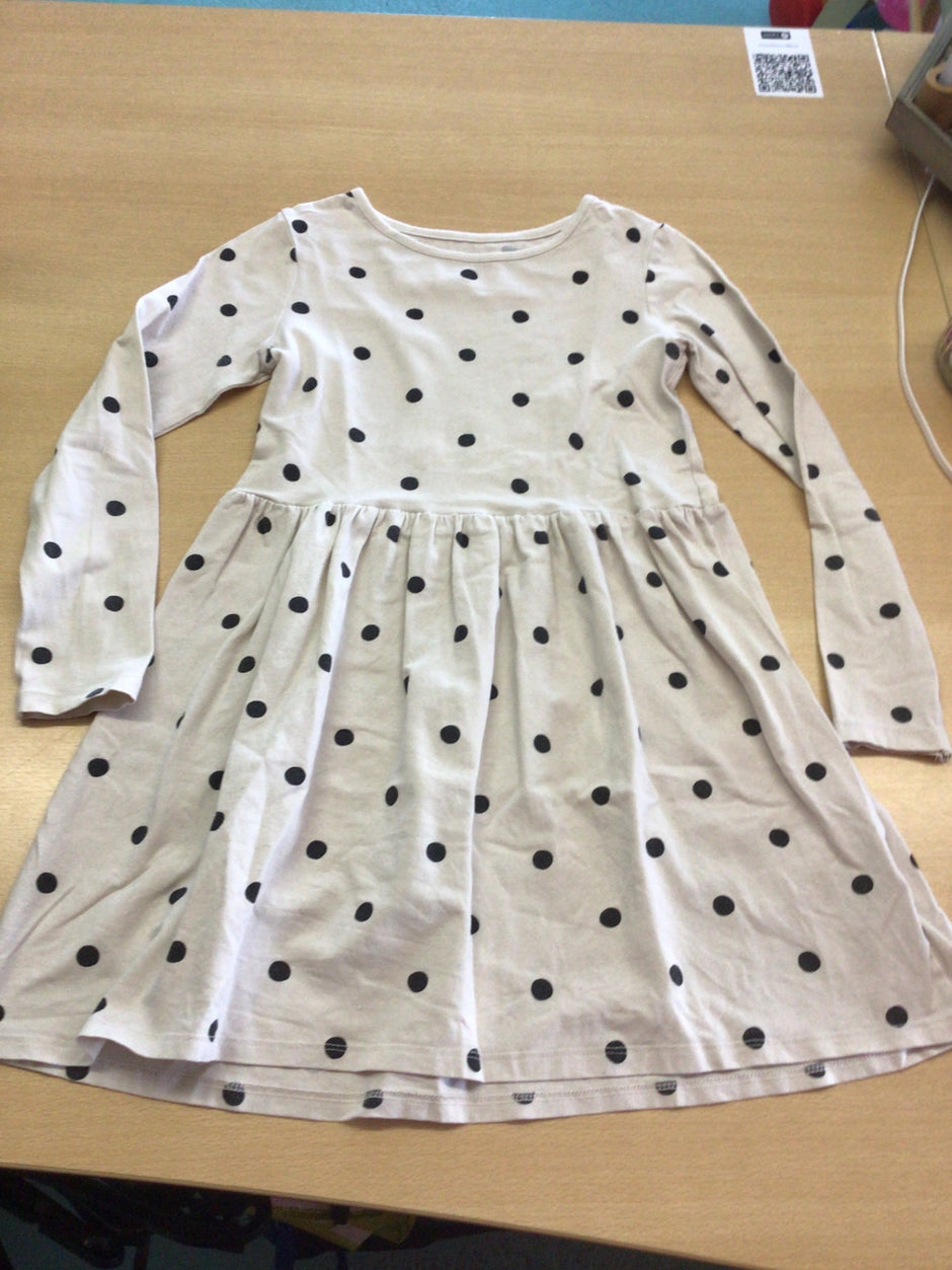  Kleid 134/140 Beige mit schwarzen Punkten