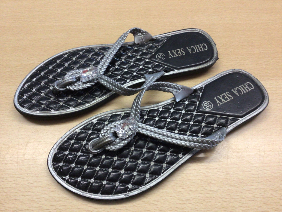 CHICA SEXY Flip-Flops 39 Silber und Schwarz