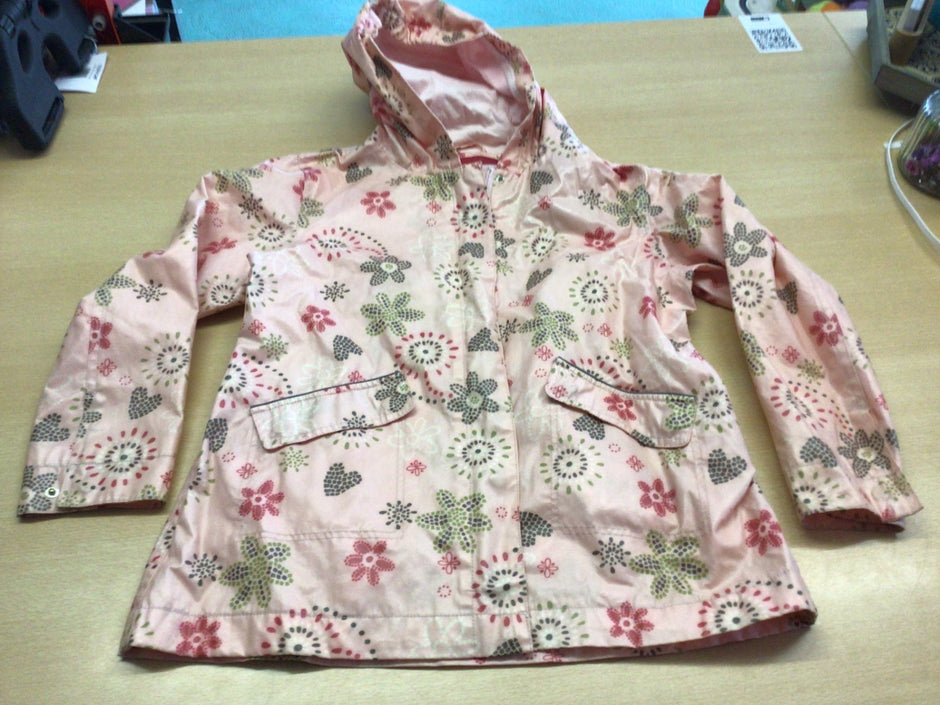 Regenjacke 134/140 Pink mit Blumenmuster