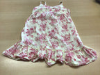 Sommer-Kinderkleid 128 Cremeweiß und pink