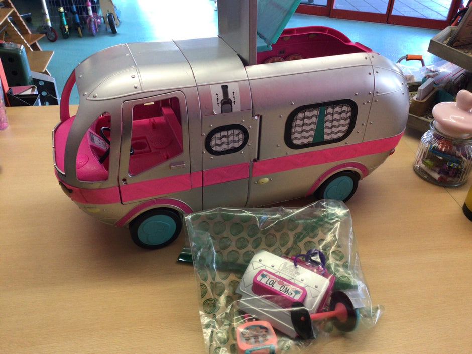 Spielzeugwohnmobil Silber und Pink