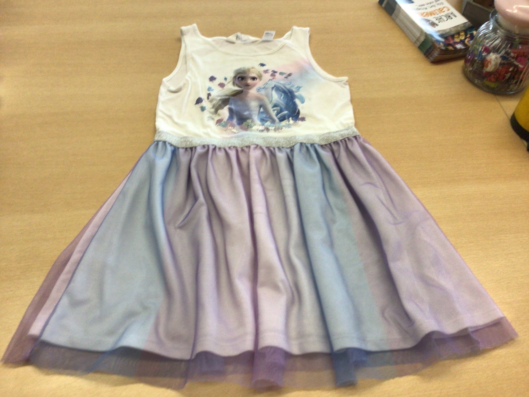  Kleid 122/128 Mehrfarbig (Weiß, Grau, Lila)