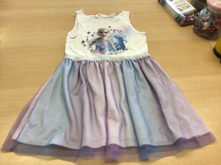  Kleid 122/128 Mehrfarbig (Weiß, Grau, Lila)
