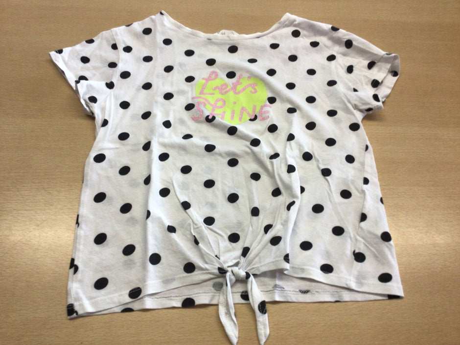T-Shirt 110/116 Weiß mit schwarzen Punkten