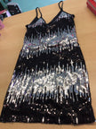  Kleid S Schwarz mit silbernen Pailletten
