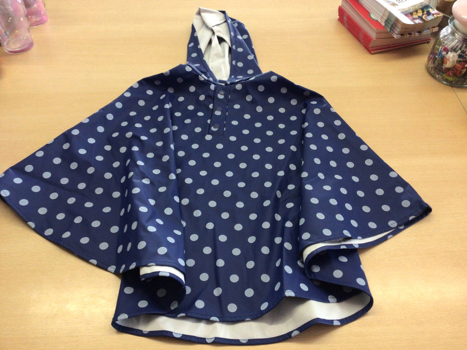 Regenponcho 98/104 Blau mit weißen Punkten