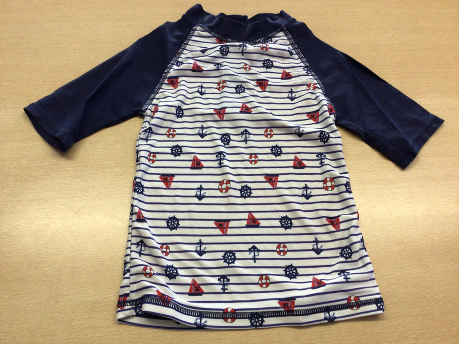 Bade-Shirt 92 Weiß, Dunkelblau (Navy)