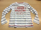 Langarmshirt 128 Weiß, Blau, Rot