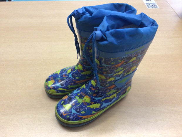Kangaroos Gummistiefel 31 Blau, mit buntem Dinosaurier-Muster