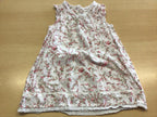 Kleid 116/122 Weiß mit rot-rosafarbenem Blumenmuster