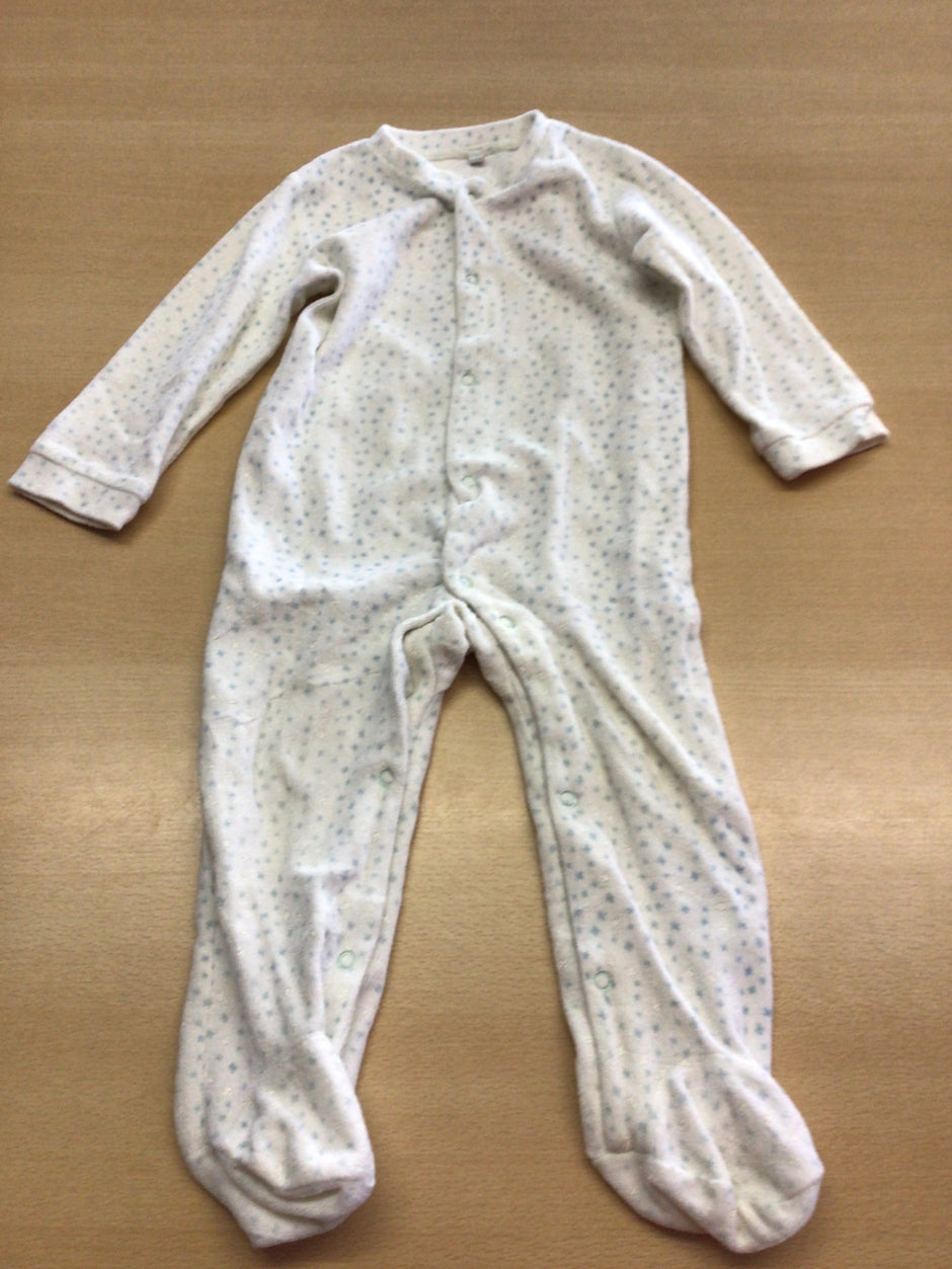 Babystrampler 86 Weiß mit blauen Punkten