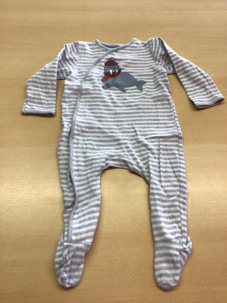 Babystrampler 80 Grau und Weiß