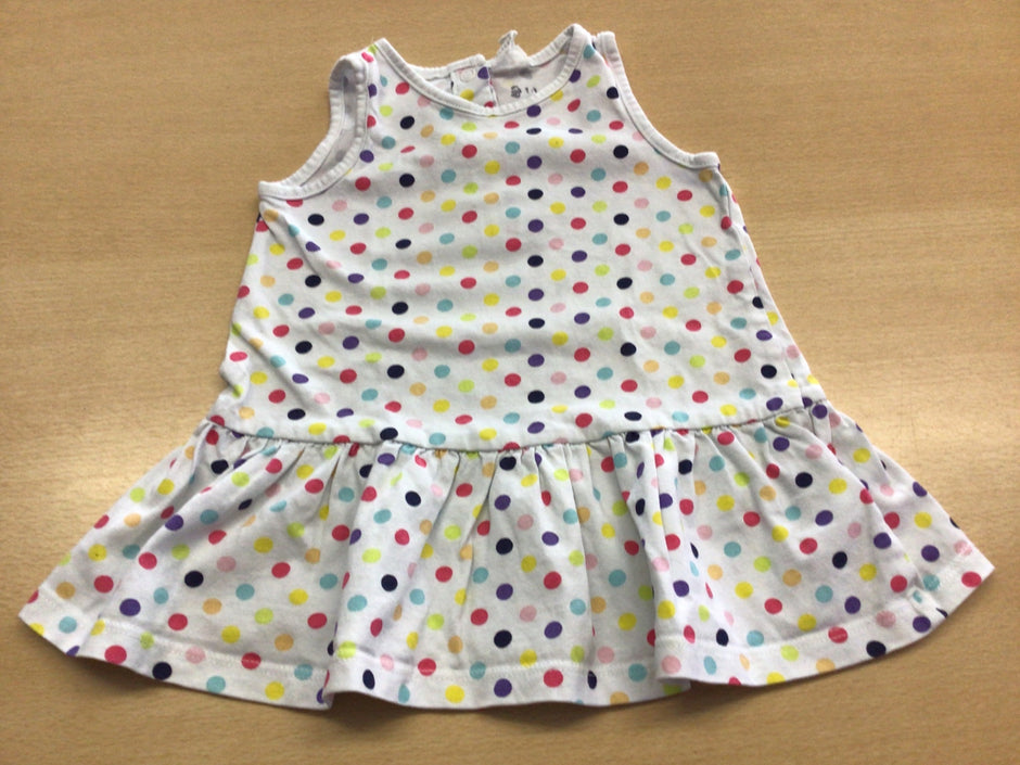 Kleid 68 Weiß mit bunten Punkten