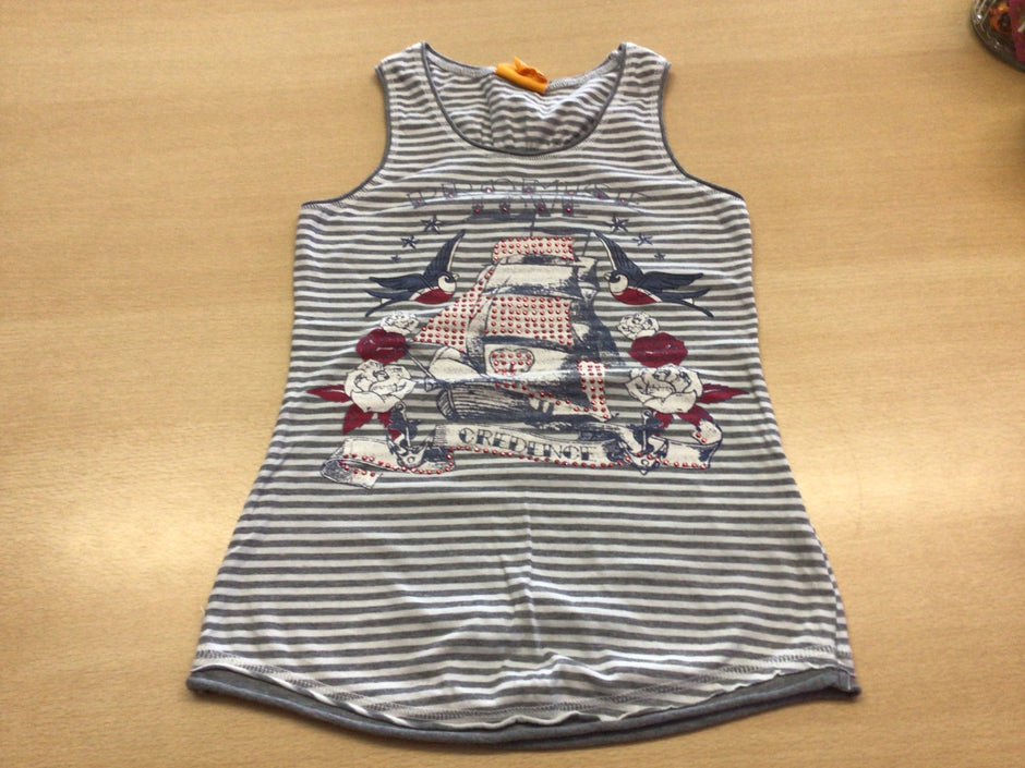 Tanktop 128 Grau und Weiß