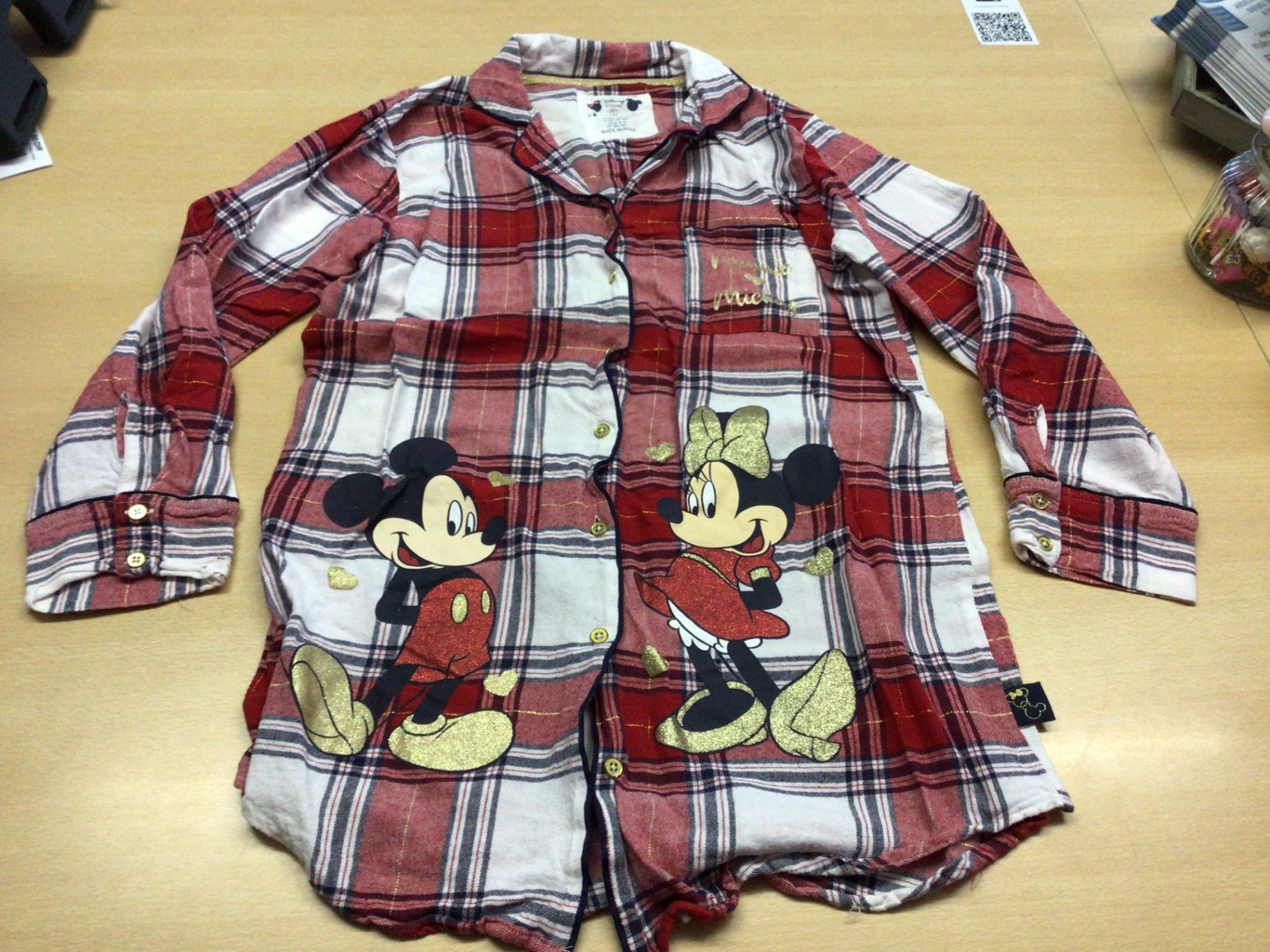 Nacht-Hemd S Rot, Weiß, Schwarz