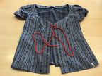 Edelweiss-Bluse 38 Grau mit schwarzem Muster