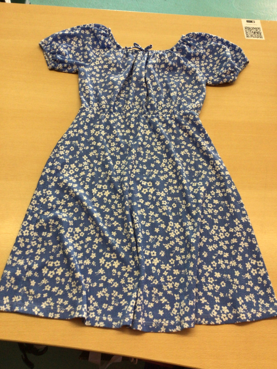  Sommer-Kinderkleid 152 Blau und Weiß
