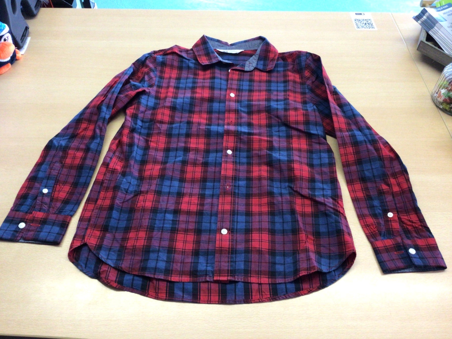 Hemd 164 Rot, Blau, Schwarz, Grau