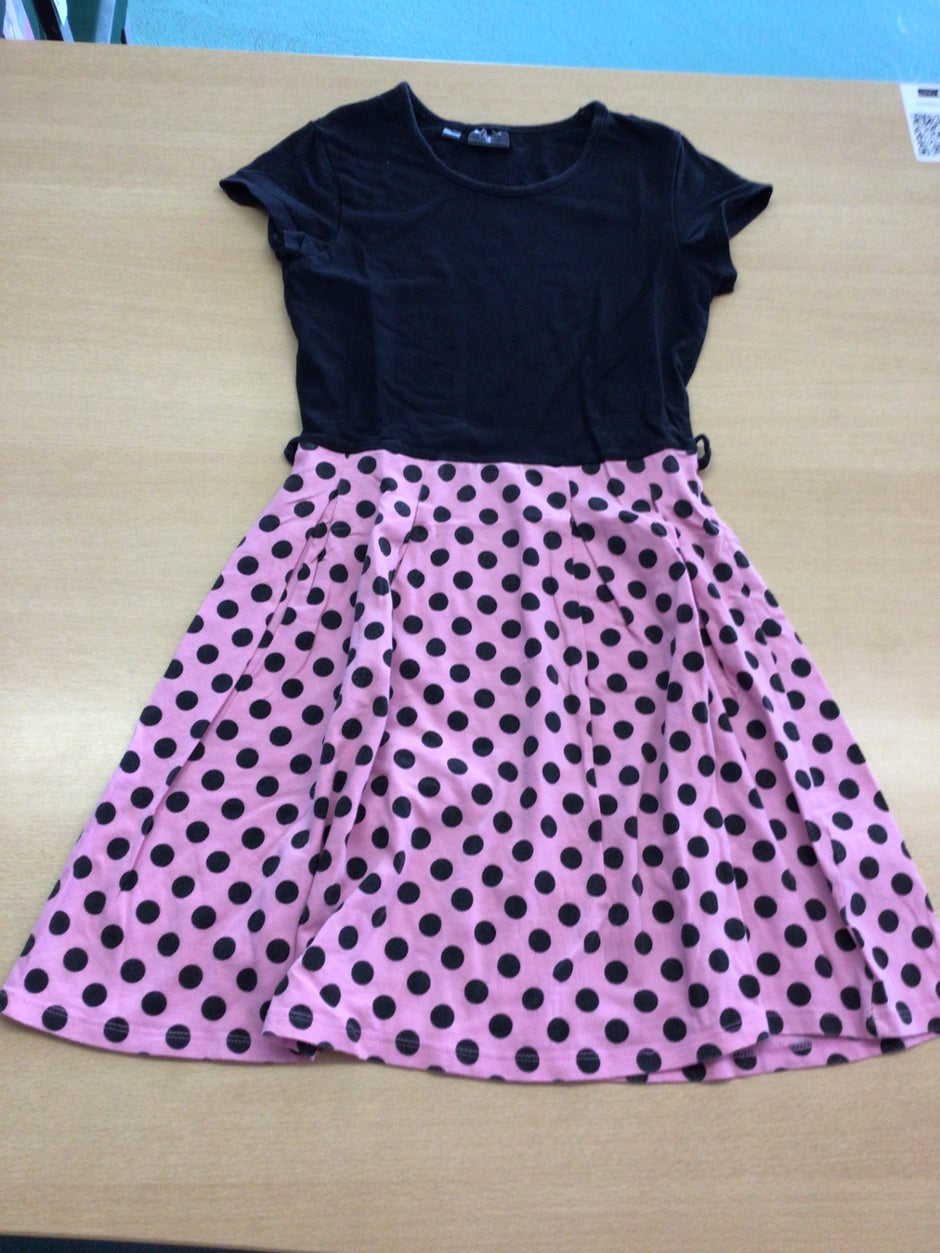  Kleid 140/146 Pink mit schwarzen Punkten