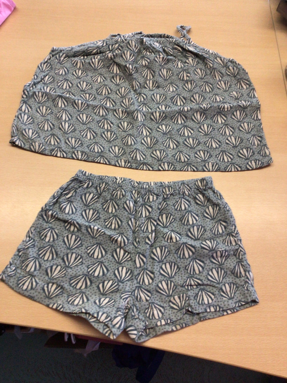 Sommer 2-Teiler 116 Grau mit dunkelblauen Muster