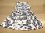 Kleid 110 Weiß, Blau, Rosa