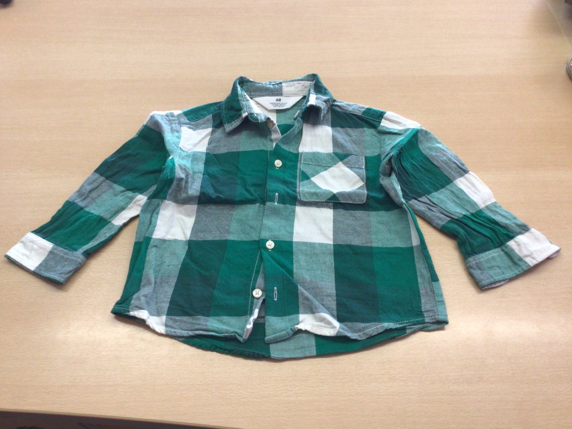 H&M Hemd 104 Grün, Weiß, Grau