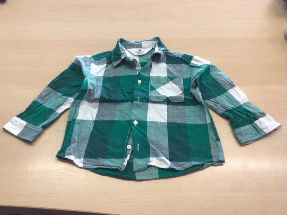 H&M Hemd 104 Grün, Weiß, Grau