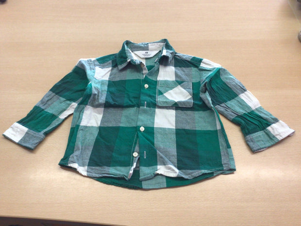 H&M Hemd 104 Grün, Weiß, Grau