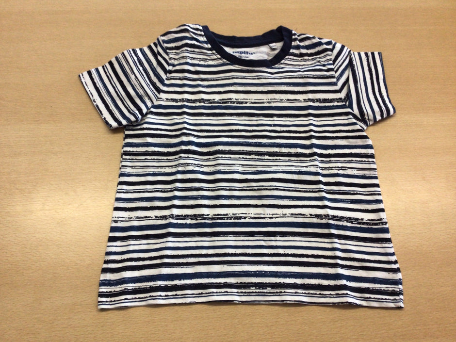 T-Shirt 98/104 Weiß und Dunkelblau