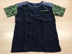 T-Shirt 134/140 Schwarz und Grau mit grünen Akzenten