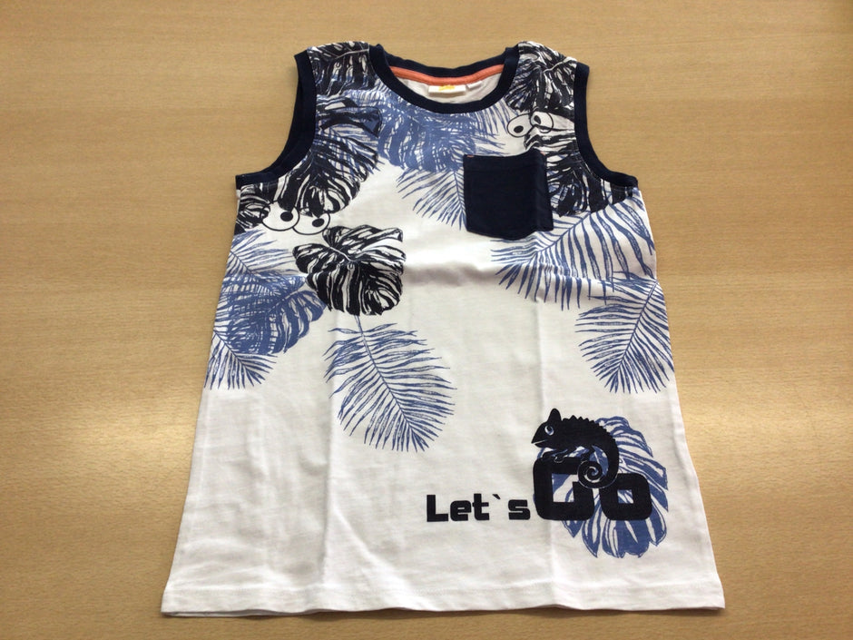 Ärmelloses Shirt 134/140 Weiß und Dunkelblau